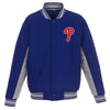 Philadelphia Phillies JH Design Wool Poly-Twill Accent Full Snap Jacket