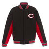 Cincinnati Reds JH Design Wool Poly-Twill Accent Full Snap Jacket