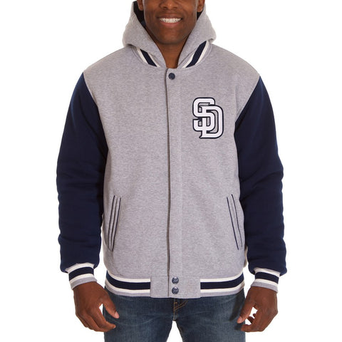 San Diego Padres JH Design Reversible Fleece Full Snap Hoodie