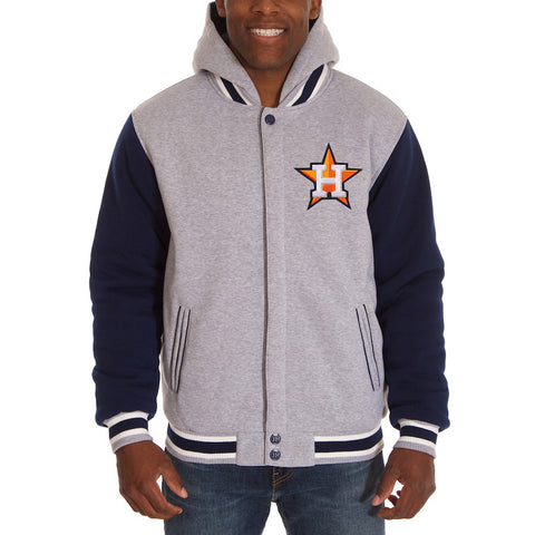 Houston Astros JH Design Heavyweight Reversible Full Snap Hoodie