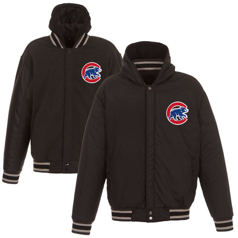 Chicago Cubs JH Design Heavyweight Reversible Full Snap Hoodie