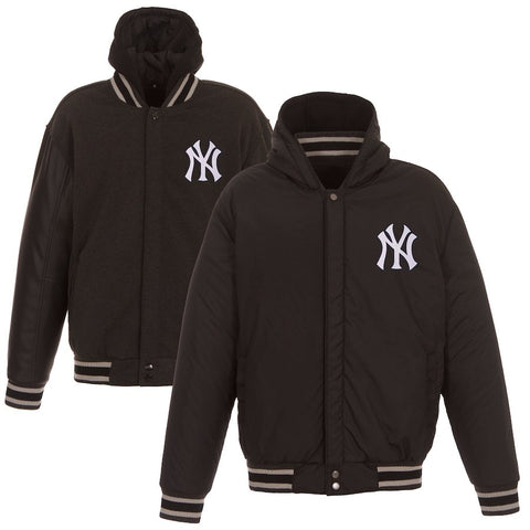 New York Yankees JH Design Heavyweight Reversible Full Snap Hoodie