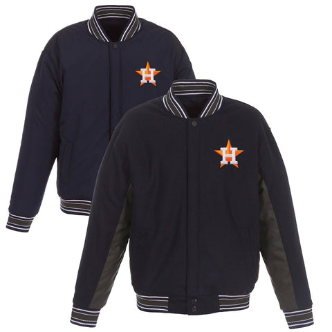 Houston Astros JH Design Wool Poly-Twill Accent Full Snap Jacket