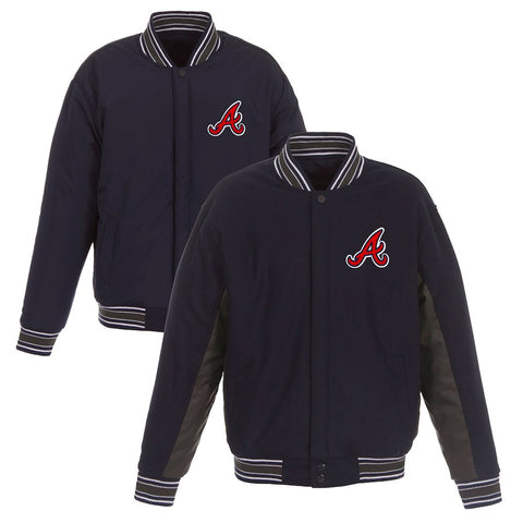 Atlanta Braves JH Design Wool Poly-Twill Accent Full Snap Jacket