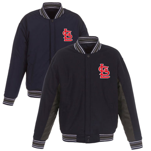 St. Louis Cardinals JH Design Wool Poly-Twill Accent Full Snap Jacket