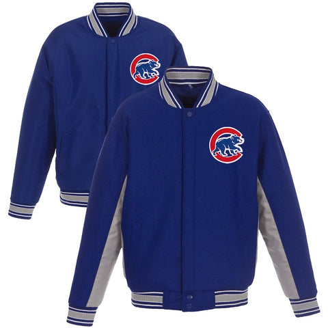 Chicago Cubs JH Design Wool Poly-Twill Accent Full Snap Jacket