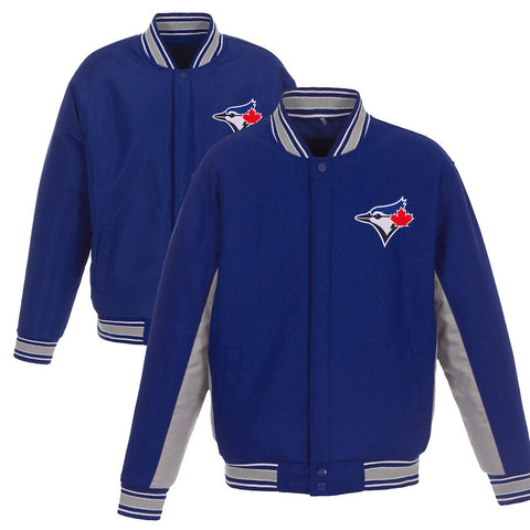 Toronto Blue Jays JH Design Wool Poly-Twill Accent Full Snap Jacket