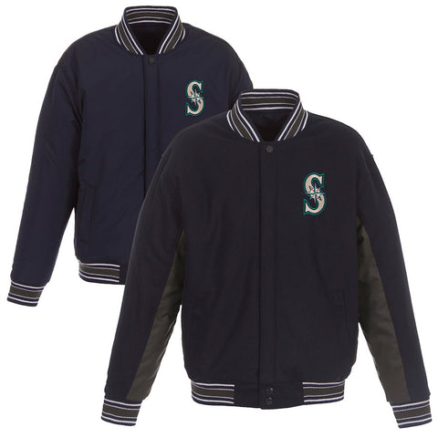 Seattle Mariners JH Design Wool Poly-Twill Accent Full Snap Jacket