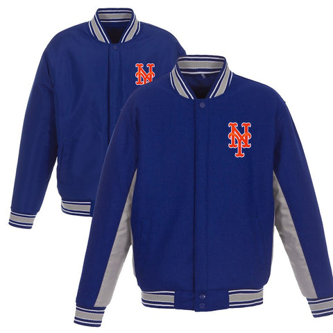 New York Mets JH Design Wool Poly-Twill Accent Full Snap Jacket