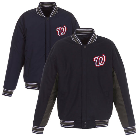 Washington Nationals JH Design Wool Poly-Twill Accent Full Snap Jacket
