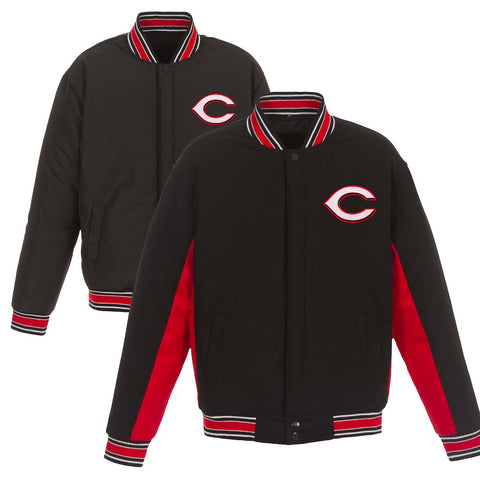 Cincinnati Reds JH Design Wool Poly-Twill Accent Full Snap Jacket
