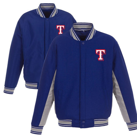 Texas Rangers JH Design Wool Poly-Twill Accent Full Snap Jacket