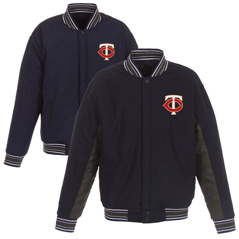 Minnesota Twins JH Design Wool Poly-Twill Accent Full Snap Jacket