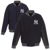 New York Yankees JH Design Wool Poly-Twill Accent Full Snap Jacket