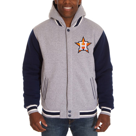 Houston Astros JH Design Reversible Fleece Full Snap Hoodie