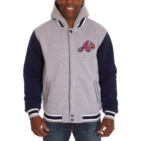 Atlanta Braves JH Design Reversible Fleece Full Snap Hoodie