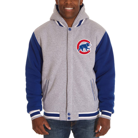 Chicago Cubs JH Design Reversible Fleece Full Snap Hoodie