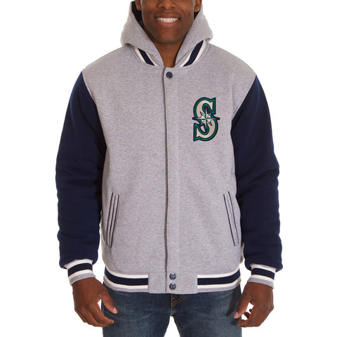 Seattle Mariners JH Design Reversible Fleece Full Snap Hoodie