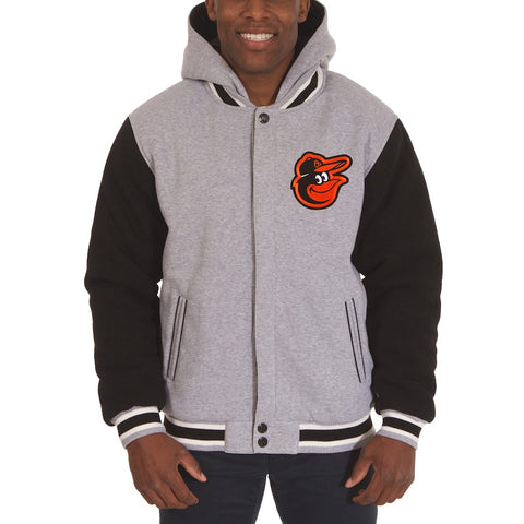 Baltimore Orioles JH Design Reversible Fleece Full Snap Hoodie