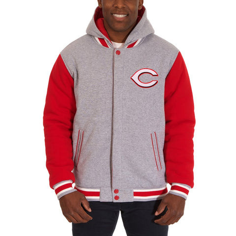 Cincinnati Reds JH Design Reversible Fleece Full Snap Hoodie