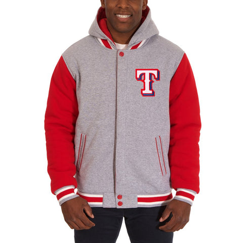 Texas Rangers JH Design Reversible Fleece Full Snap Hoodie