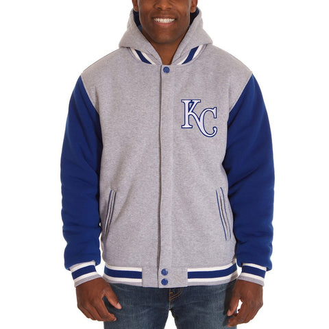 Kansas City Royals JH Design Reversible Fleece Full Snap Hoodie