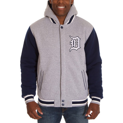 Detroit Tigers JH Design Reversible Fleece Full Snap Hoodie