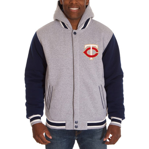 Minnesota Twins JH Design Reversible Fleece Full Snap Hoodie