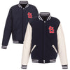 St. Louis Cardinals JH Design Reversible Fleece Jacket with Faux Leather Sleeves