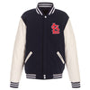 St. Louis Cardinals JH Design Reversible Fleece Jacket with Faux Leather Sleeves