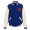 Chicago Cubs JH Design Reversible Fleece Jacket with Faux Leather Sleeves