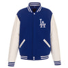 Los Angeles Dodgers JH Design Reversible Fleece Jacket with Faux Leather Sleeves