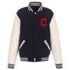 Cleveland Indians JH Design Reversible Fleece Jacket with Faux Leather Sleeves