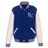 Kansas City Royals JH Design Reversible Fleece Jacket with Faux Leather Sleeves