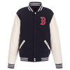Boston Red Sox JH Design Reversible Fleece Jacket with Faux Leather Sleeves