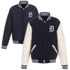 Detroit Tigers JH Design Reversible Fleece Jacket with Faux Leather Sleeves