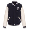 Detroit Tigers JH Design Reversible Fleece Jacket with Faux Leather Sleeves
