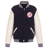 New York Yankees JH Design Alternate Reversible Fleece Jacket with Faux Leather Sleeves