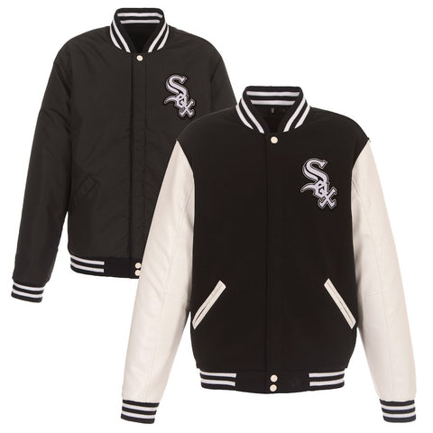 Chicago White Sox JH Design Alternate Reversible Fleece Jacket with Faux Leather Sleeves