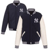 New York Yankees JH Design Reversible Fleece Jacket with Faux Leather Sleeves