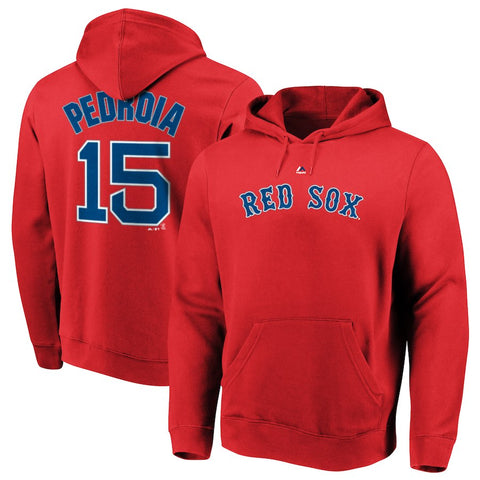Dustin Pedroia Boston Red Sox Majestic Authentic Name & Number Pullover Hoodie - Red