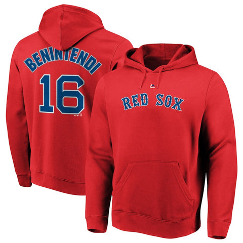 Andrew Benintendi Boston Red Sox Majestic Authentic Name & Number Pullover Hoodie - Red