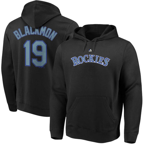 Charlie Blackmon Colorado Rockies Majestic Authentic Name & Number Pullover Hoodie - Black
