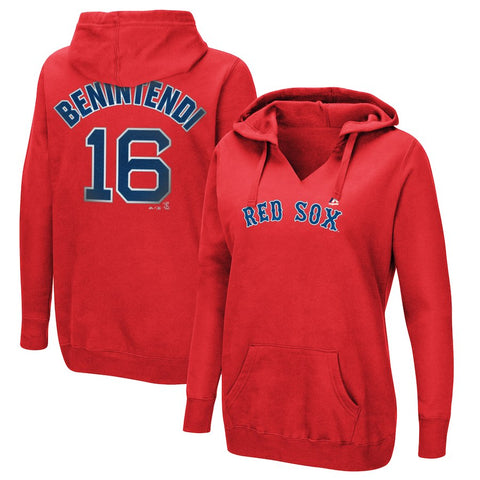 Andrew Benintendi Boston Red Sox Majestic Women's Authentic Name & Number Pullover Hoodie - Red