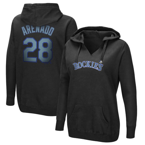 Nolan Arenado Colorado Rockies Majestic Women's Authentic Name & Number Pullover Hoodie - Black