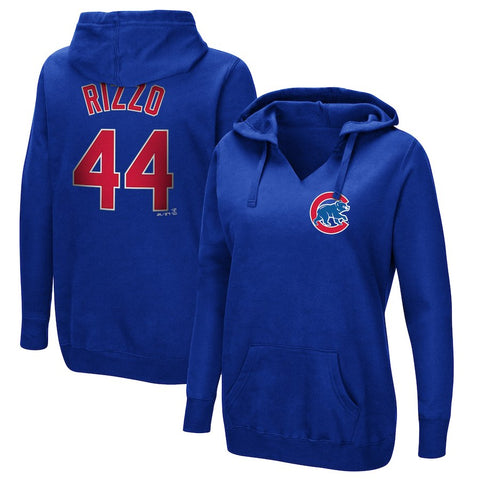 Anthony Rizzo Chicago Cubs Majestic Women's Authentic Name & Number Pullover Hoodie - Royal