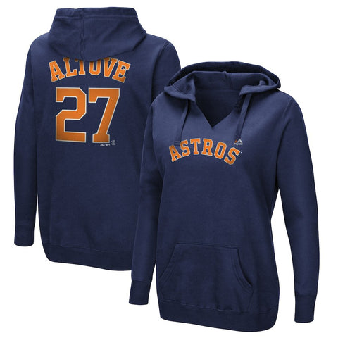 Jose Altuve Houston Astros Majestic Women's Authentic Name & Number Pullover Hoodie - Navy