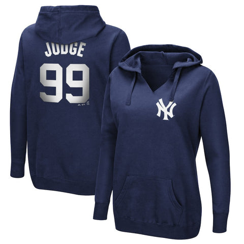 Aaron Judge New York Yankees Majestic Women's Authentic Name & Number Pullover Hoodie - Navy