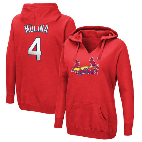 Yadier Molina St. Louis Cardinals Majestic Women's Authentic Name & Number Pullover Hoodie - Red