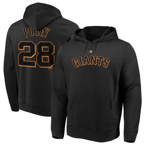 Buster Posey San Francisco Giants Majestic Authentic Name & Number Pullover Hoodie - Black